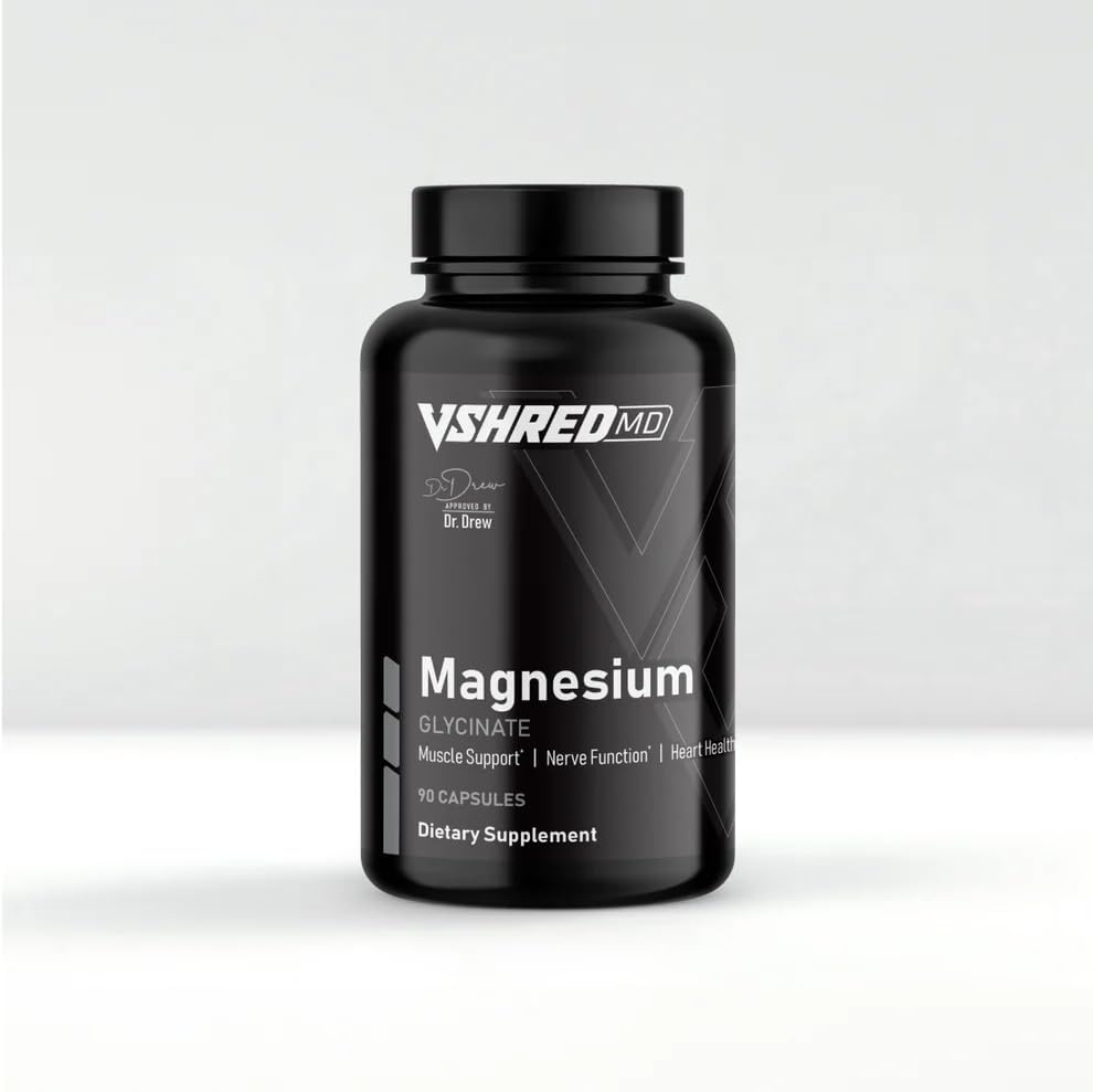 V Shred MD Glicinato de magnesio  Dr. Drew aprobado para el estrés y el sueño  Formulado para relajación, energía, comodidad muscular y equilibrio
