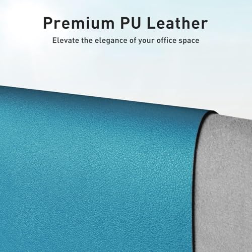 Image of Leather Desk Pad Protector,Mouse Pad,Office Mat, Non-Slip PU Blotter,Laptop Pad,Waterproof Writing for Office and Home (Turquoise,31.5 inch x 15.7 inch)