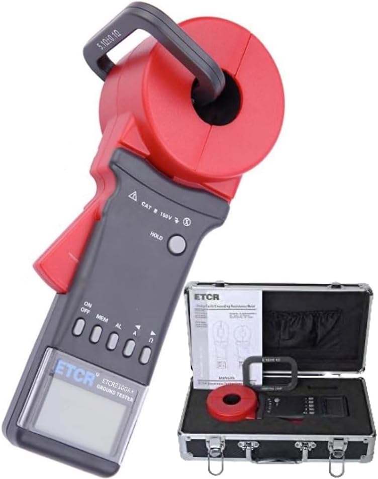 ETCR2100A+ Ground Earth Resistance Clamp Tester 0.01Ω-200Ω Earth Loop Resistant Clamp Meter with LCD Display for Electric Power Telecommunications Oil Field