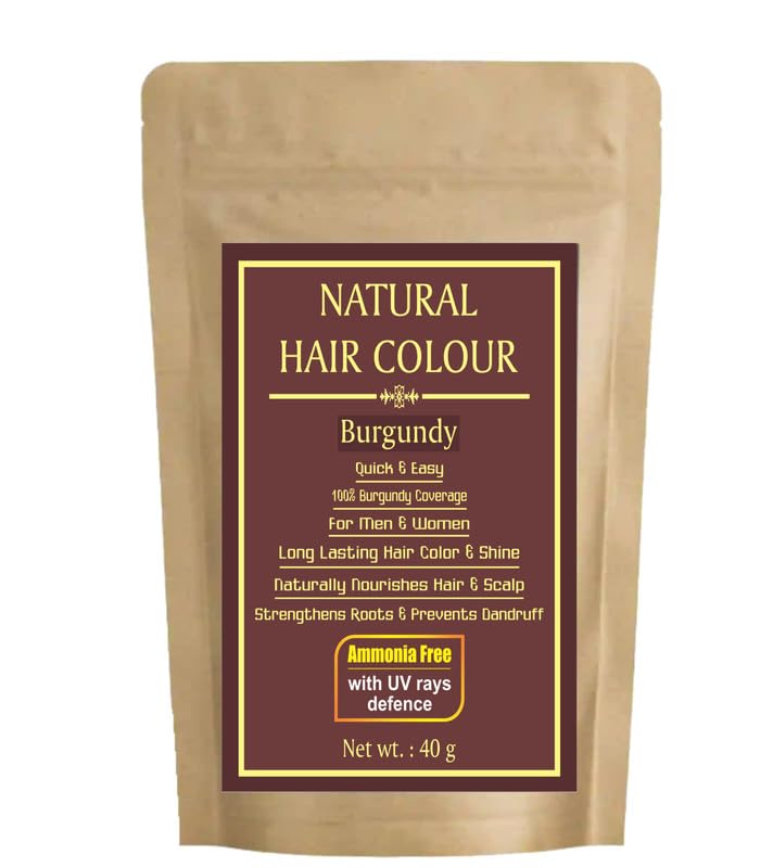 GUNMALA ENTERPRISES Burgundy Heena (Natural Burgundy Hair Colour) For Men & Women Powder Without Ammonia | Hairs Color Natural/Smooth & Silky Long Lasting Herbal Mehandi Dye = 40G Pack Of 1
