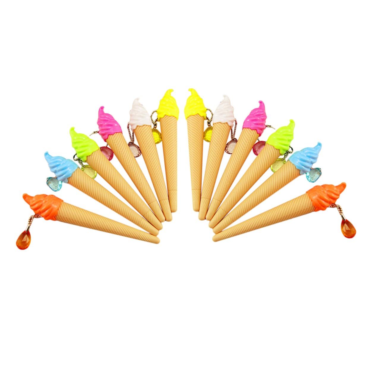 TEHAUX 48 Pièces Stylos à Gel Forme de Glace Lot de Stylos Créatifs pour Garçon Fille et Adolescents et Confortable Fournitures Scolaires Amusantes Couleurs de Coque