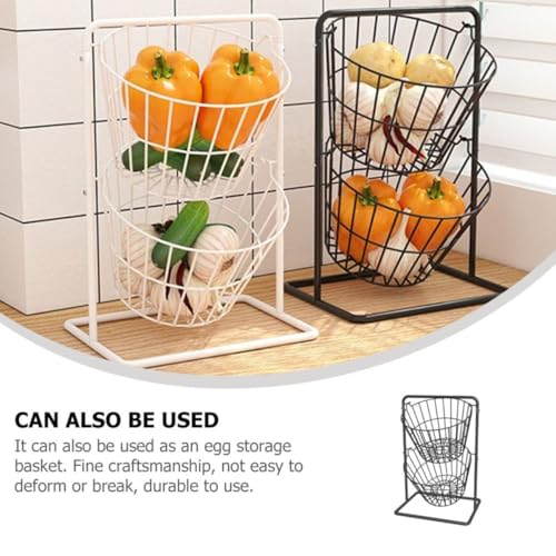Cesta de frutas desmontable de dos niveles independientes fabricada en hierro resistente 4