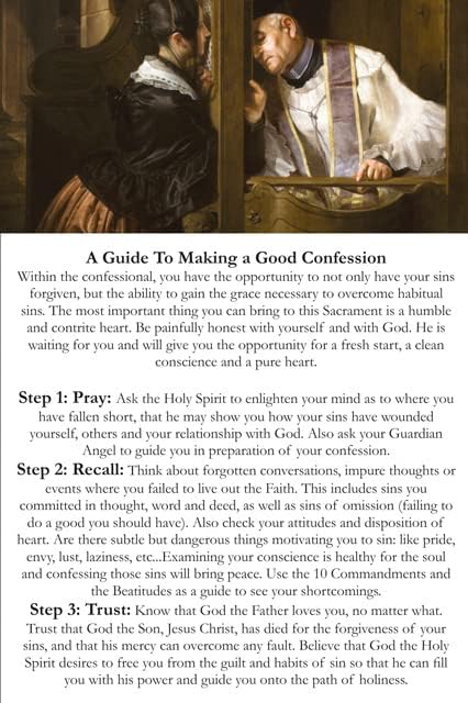 Amazon.com: A Guide to a Good Confession Jumbo Holy Card LAMINATED (3 ...