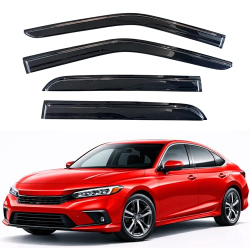 Image of KPY Rain Guards Fit for 2022-2026 Honda Civic, Out-Channel Window Visors Vent Wind Deflectors 4PC, Car Accessories for 22-26 Civic