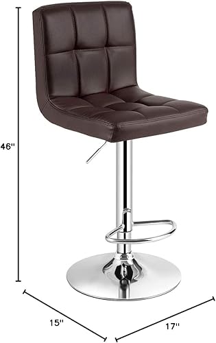 Miniatura 49 de WATERJOY Taburetes de bar giratorios, moderno cuadrado de piel sintética ajustable altura giratoria silla de bar con respaldo Blanco,Negro