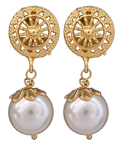 Image of Radha's Creations brass Ruby Emerald stud earrings one gram gold for women and girls one gram gold