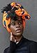 African Head Wrap Extra Long 72”x22”Wax Print Head Scarf Tie for Women (HRGOLDBLUE)