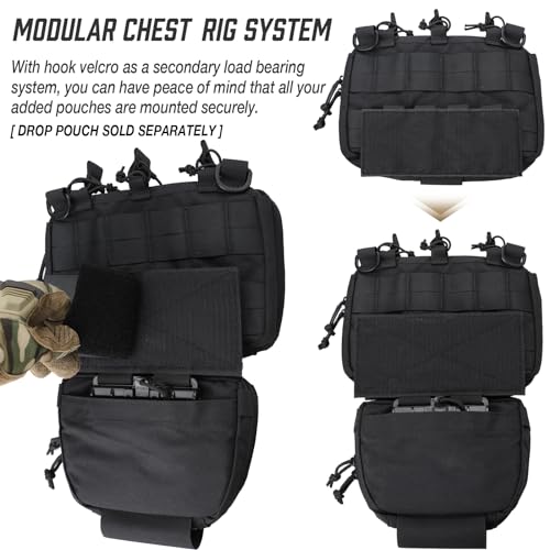 WYNEX Tactical Mag Admin Pouch, Molle Utility Tool Pouch Medical EMT Organizer with Triple Stacker Magazine Holder for M4 M16 Patch Included - Thumbnail 3