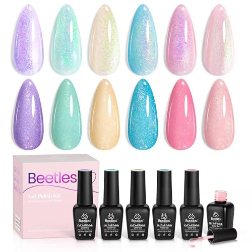 Image of Beetles Glitter Gel Nail Polish Set 6 Colors Sparkle Gel Polish Kit