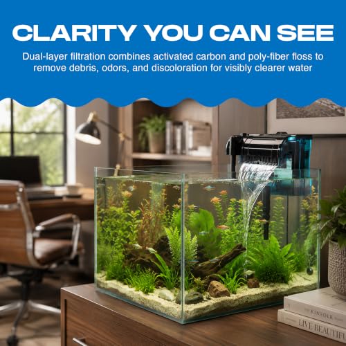 Image of Penn-Plax Cascade 300 GPH Hang On Filter Replacement Media, 3 Pack - Dual-Sided Aquarium Filter Cartridge with Activated Carbon & Poly-Fiber Floss for CPF5 -Fresh & Saltwater - Blue & Black, 10x3x7in