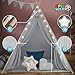 Imagen de SpielwerkŽ Tipi Infantil Tienda de Campańa Nińos Infantil 3 Cojines 130x130x160cm Luces 20 LED's Alfombra Carpa Juegos Navidad Gris