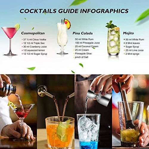 KARLOR Cocktailshaker-set, 13-delige cocktailmixer, roestvrij staal, 750 ml, cocktailbarkeeperset met cocktailshaker… - Image 8