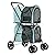 VIAGDO Double Pet Stroller for Small Medium Dogs & Cats, Detachable 4 Wheels Cats Stroller Double Dog Stroller with 2 Portable Travel Carrier/One-Hand Folding/Suspension System