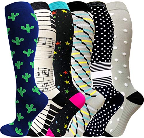 Compression Socks for Men & Women(1/3/6 Pairs),20-30mmHg is Best for Running,Nurse,Medical,Pregnancy & Travel