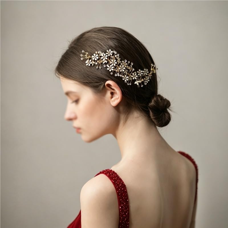 Floral Bridal Hair Comb with Freshwater Pearls image 5