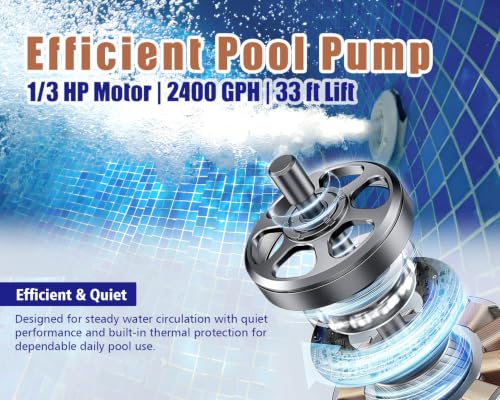 Image of CIPU 12-inch Sand Filter Pump System Handy 4-Way Valve for Above Ground Swimming Pools with Prefilter Pool Pump 115V 6-Foot Cord to Easy Installation SFPS12501