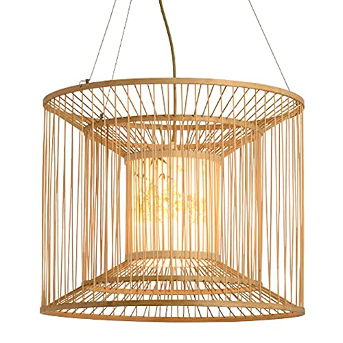 Lámpara Colgante de bambú de 50 cm, Moderna, Hecha a Mano, de Madera, para Techo, Antigua, para Sala de Estar, Dormitorio, Manualidades.