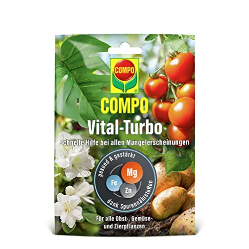 COMPO Vital-Turbo Engrais pour une aide rapide en cas de carence - Pour toutes les plantes fruitières, légumes et plantes ornementales - Idéal comme engrais pour tomates et roses - 20 g
