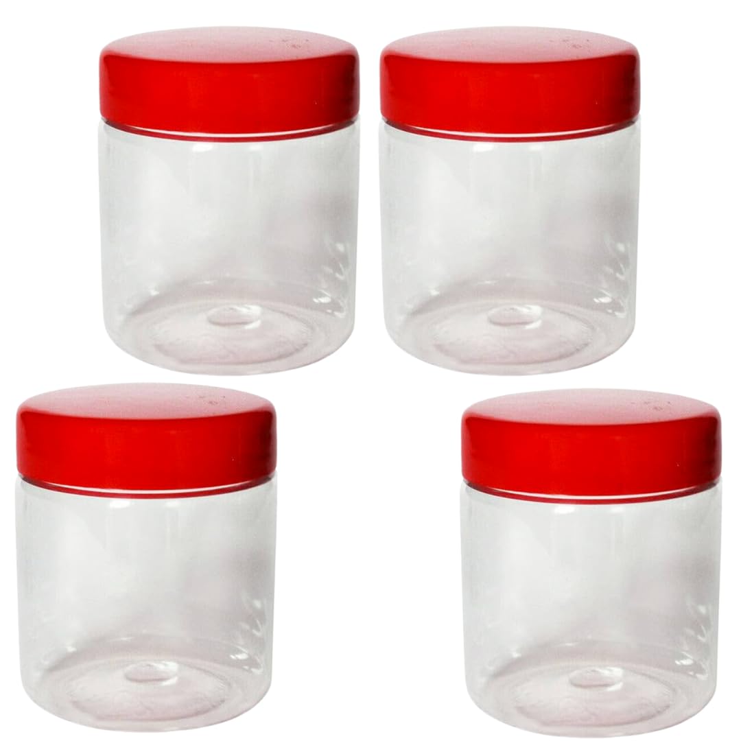 citystores® 4 Pack 250ml Clear Jars for Spice Storage Containers – Unbreakable Kitchen Jars with Airtight Lids, Perfect for Spices, Herbs, Seasonings, & More