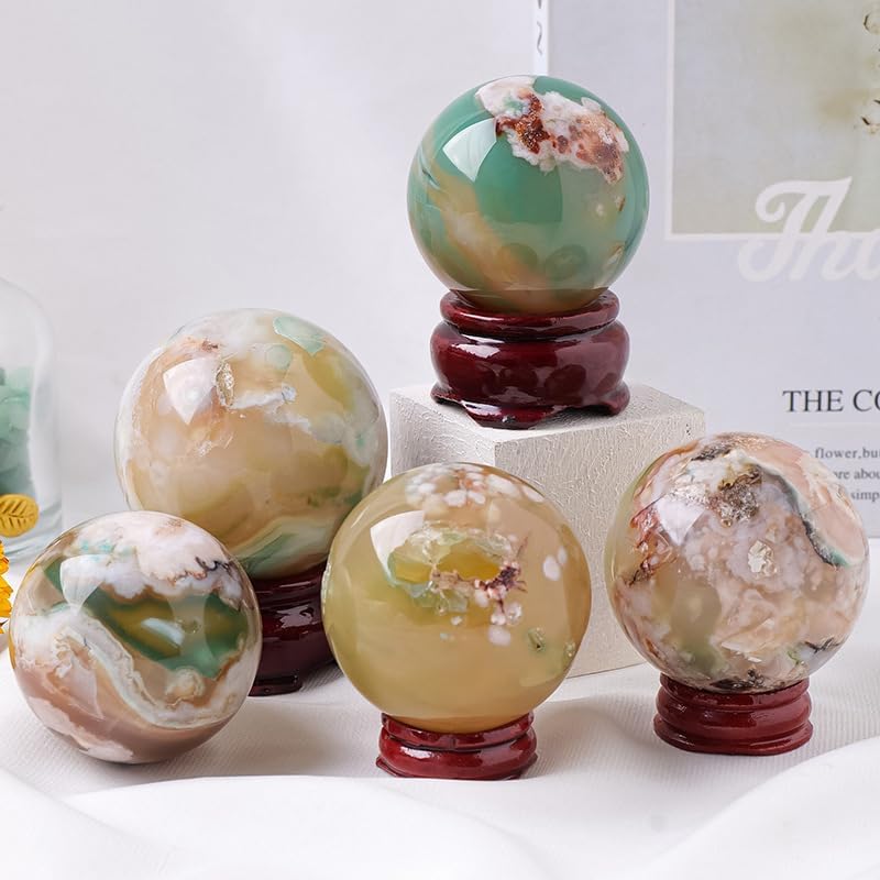 Agate Balls Sphere Crystal Worry Stone Quartz Gemstone Polished Palm Tumbled Gems Anxiety Stress Fengshui,50~55mm