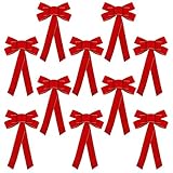 FUNARTY Red Velvet Christmas Bows 10 x 16-Inch Waterproof Premade Large Christmas Decorative Bows...