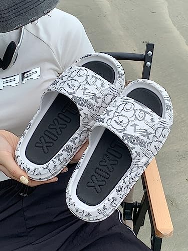 CEINOM Slippers for Women Men Cartoon Bear Pillow Cloud Slides indoor Outdoor Bathroom Shower Open Toe Shoes house Slippers2