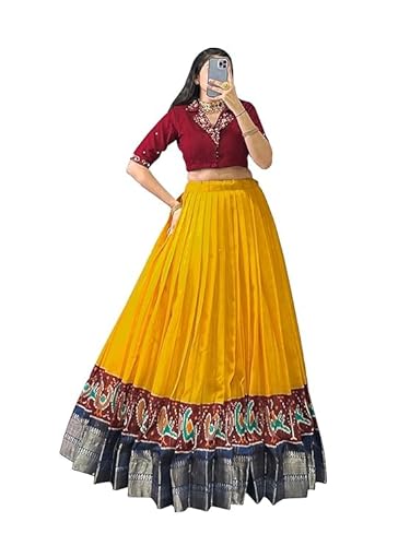 Women's Lehenga Choli Set, Embroidered Crop Top with Pleated Skirt,