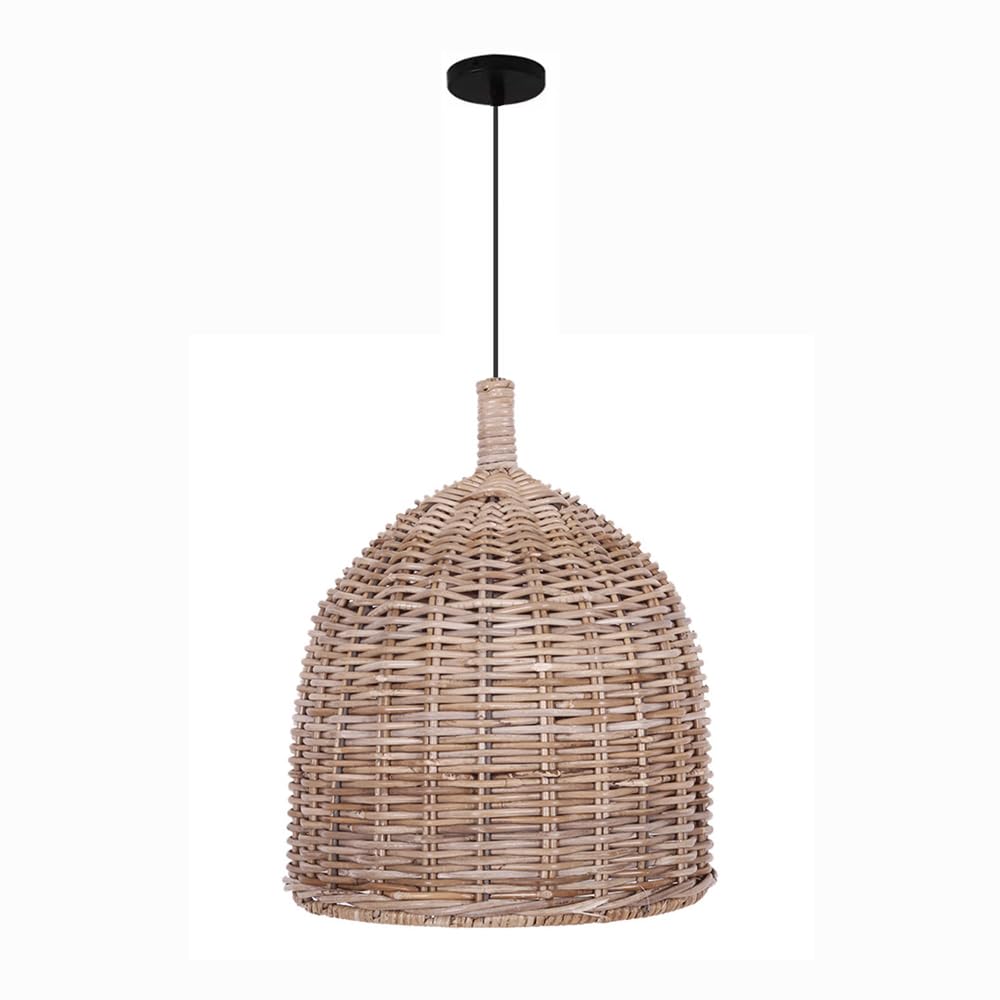 Lampadario da Fattoria da 1 Confezione Lampada A Sospensione in Rattan, Luci Decorative Boho Lampade A Sospensione in Vimini, Lampade A Sospensione E27 Isola Cucina per Soggiorno