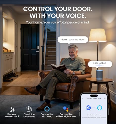 Veise VE012W-H WiFi Smart Front Door Lock Set, Built-in WiFi, App Remote & Voice Control, Fingerprint Keyless Entry Smart deadbolt with Handle, Backlit Keypad, Auto Lock, IP55 Waterproof, Satin Nickel — view 4