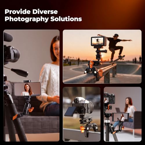 Image of K&F CONCEPT 2 Pack Camera Mount Clamp, Super Crab Clamp with 1 /4 inch Thread Holes for Round Pipe Flat Surface, Monitors, LED Lights, and Other Photographic Accessories