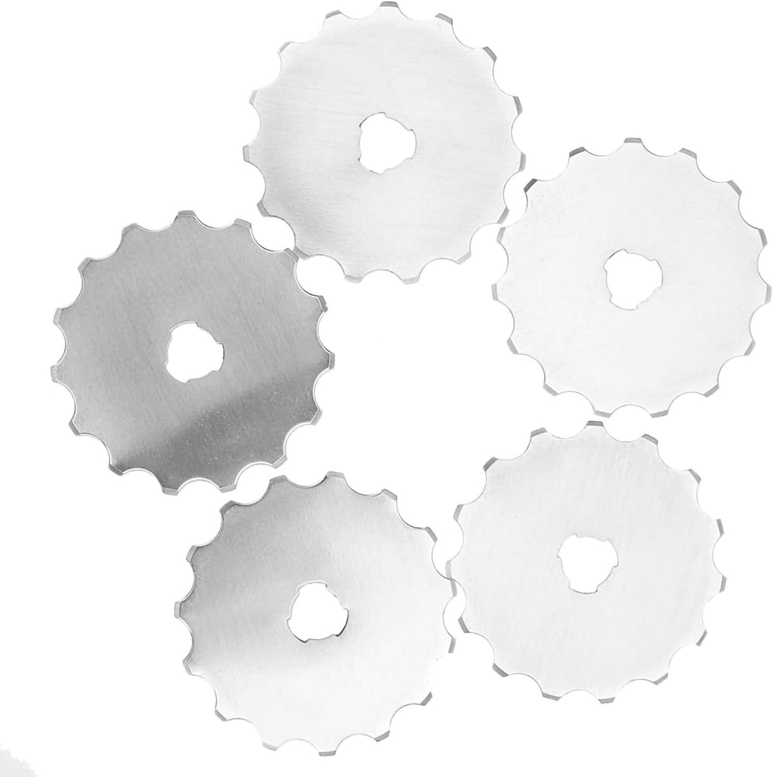 Rotary Cutter Blade,5Pcs 45mm Crochet Leather Rotary Cutter Replacement Blade with Storage Box for Patchwork Leather Fabric Paper Cutting