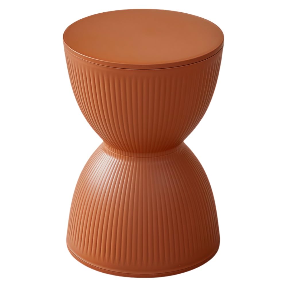 SXZenSpace Bedroom Furniture Colorful Hourglass-Shaped Side Table, Stylish NightStand, Drum Stool, Simple Shoe Bench, Round Coffe Table for Living Room, Bedroom, Restaurant(Orange)