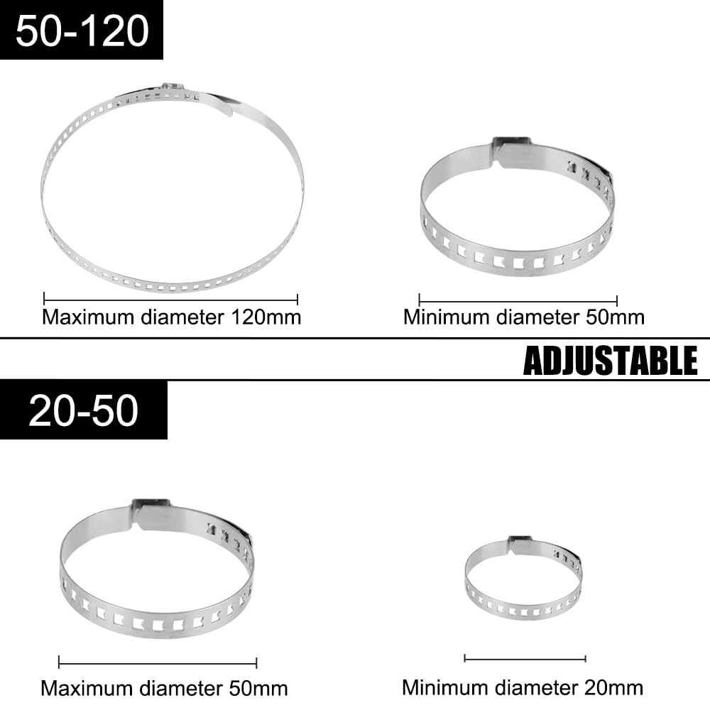 Jeu de joints-soufflets Kit de 5 fixations automobiles réglables 20-50/50-120 mm pour soufflet joint homocinétique d'essieu et clips cage à rotule d'arbre transmission(50-120mm 5PCS)