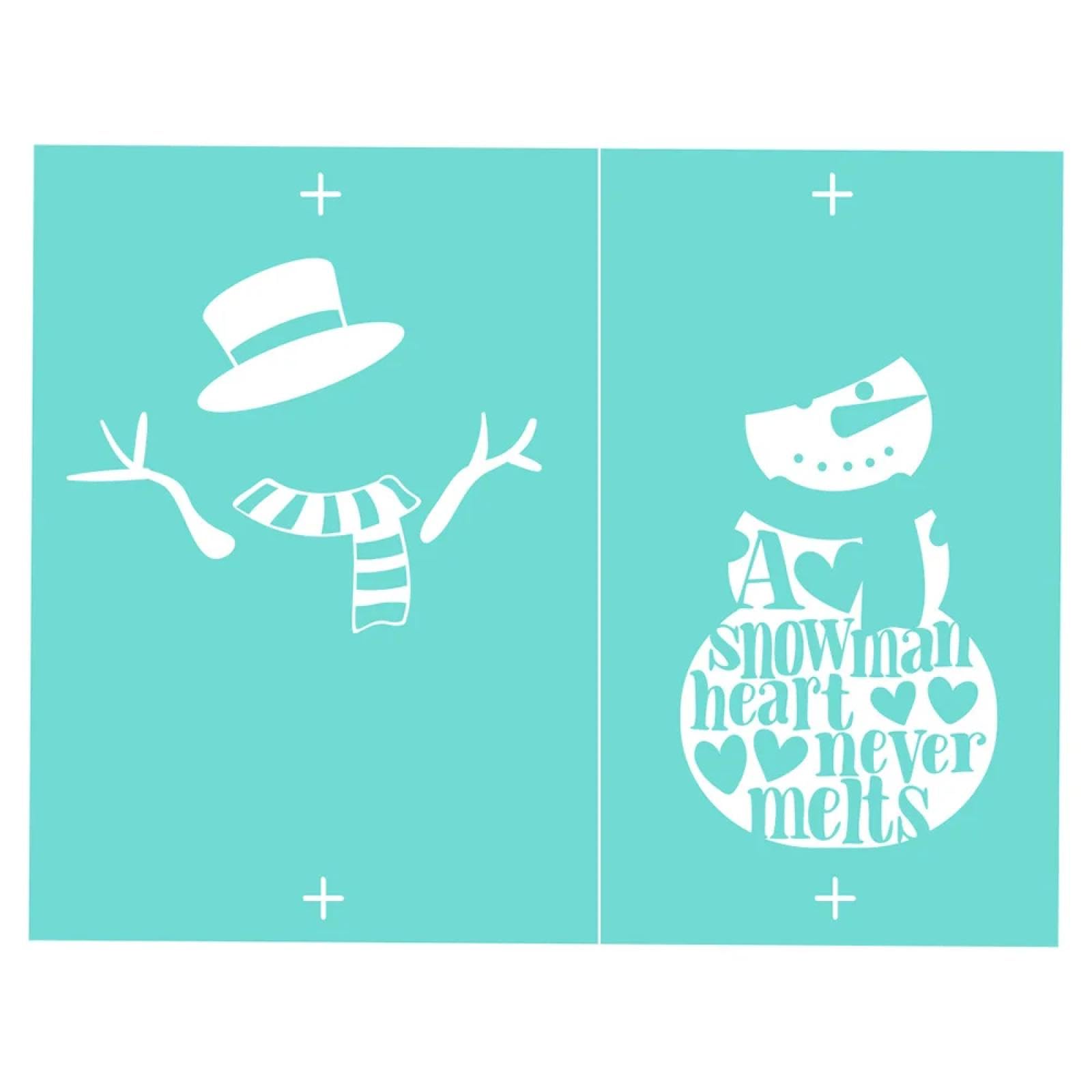 MANGOUSONG Screen Printing Kit,30x26cm Snowman Silk Screen Stencils Reusable Silkscreen Print Kit for Printing Handbag Decoration Template Seal Tool