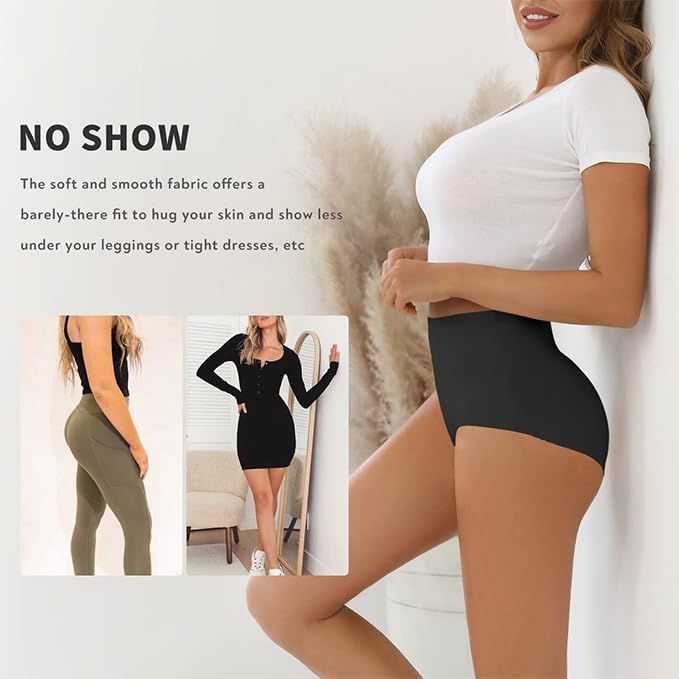 FallSweet No Show Tummy Control Underwear for Women High Waisted Panties Comfy Briefs Pack - Image 4