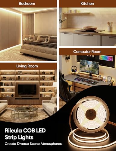 Image of COB LED Strip Lights 4000K Natural White DC24V with Remote Control