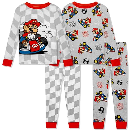 Boys 4-piece cotton pajama set with Mario, Luigi, Yoshi