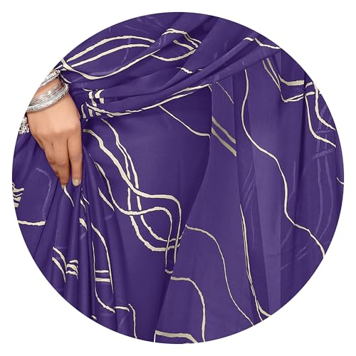 Image of MIRCHI FASHION Saree for Woman Chiffon Georgette Geometric Printed | Lightweight Farewell and Women's Office Sari with Blouse Piece