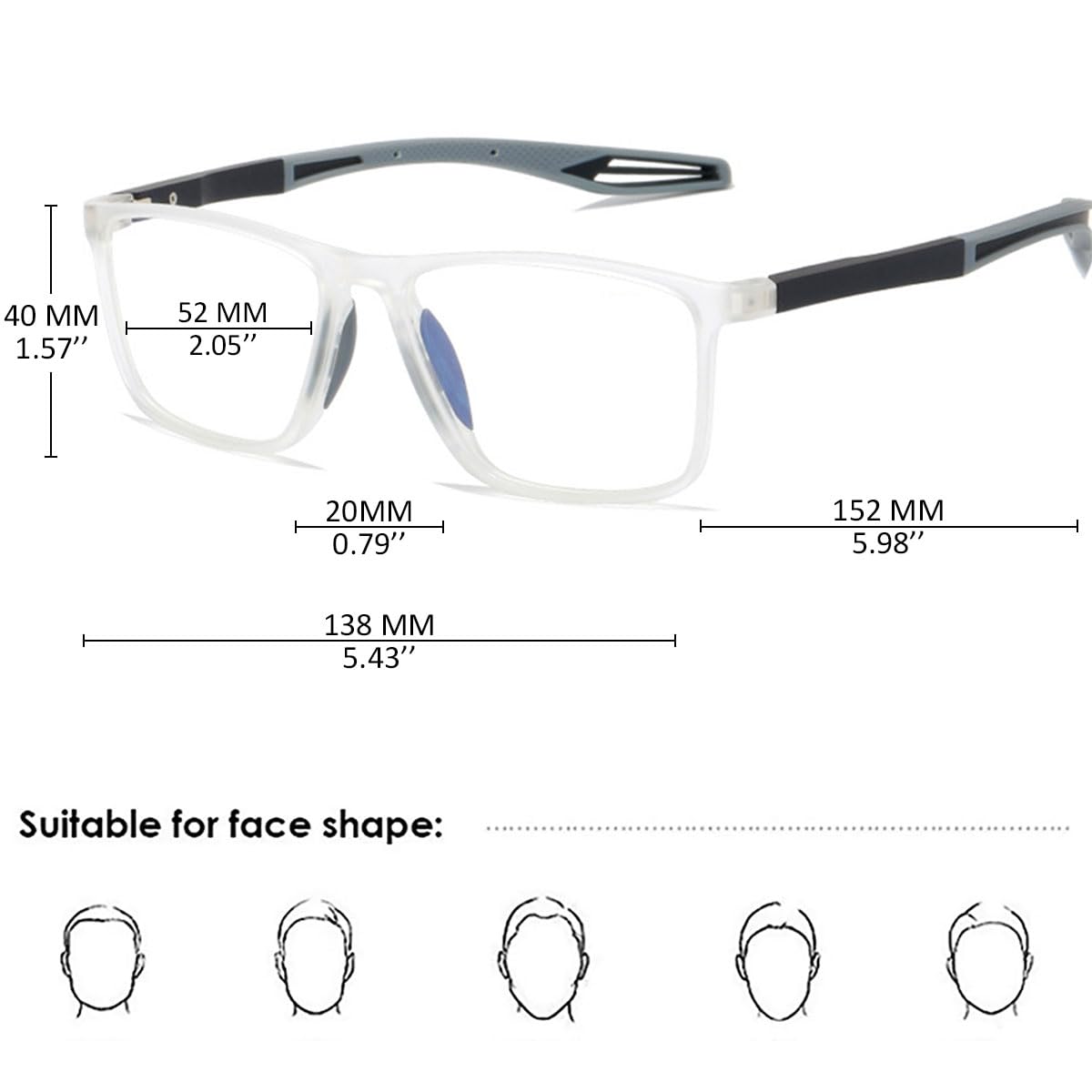 KOOSUFA Anti Blaulicht Lesebrille Herren Damen Federscharnier Rechteckiger Ultraleicht TR90 Rahmen Arbeits Lesebrillen Lesehilfe Anti Müdigkeit Brille mit Stärke 0.0 1.0 1.5 2.0 2.5 3.0 3.5 4.0