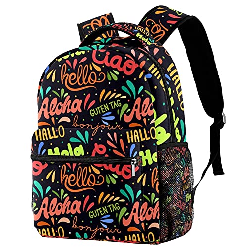 Sac à dos de voyage et loisirs campus imprimé pour filles et garçons avec porte-bouteille