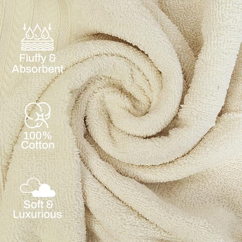 Image of Layers 100% Cotton Gym Towel | 380 GSM Quick Dry & Super Absorbent | Soft, Fade Resistant & Long Lasting | Gym, Yoga, Sports, Travel & Pool | 1 Piece for Men & Women | 50 x 100 cm - Beige