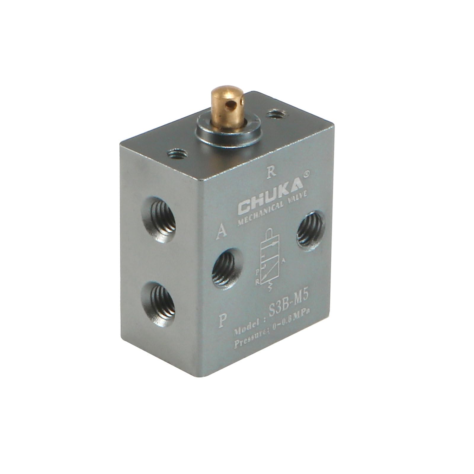 sourcing map 2 Position 3 Way M5 Manual Handle Control Pneumatic Solenoid Mechanical Valve,S3B-M5