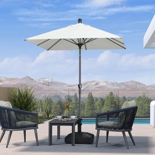 Image of PURPLE LEAF Patio Market Umbrella 6' x 6' Square Tilt White 8 Ribs Coated
