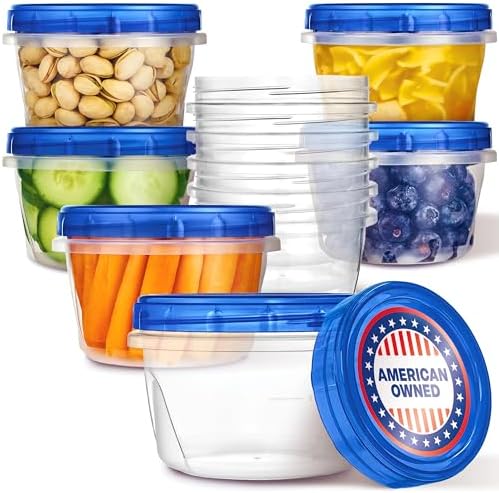 Stock Your Home 16oz Plastic Containers with Twist Top Lids (10 Pack), 2 Cup Freezer Containers with Lids for Leftover Food, Airtight Reusable Soup Containers, Microwave and Dishwasher Safe - Thumbnail 2