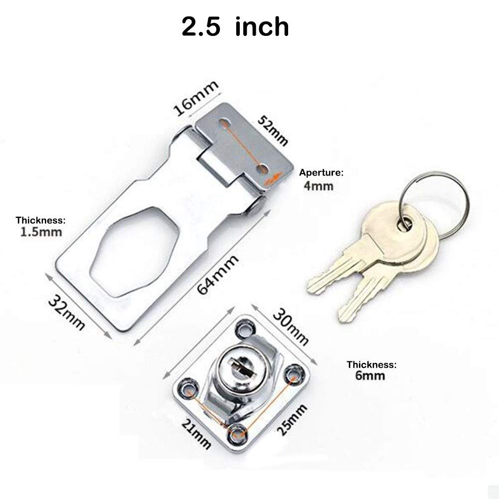 Loquet de Porte à pêne Coulissant argenté, Cadenas antivol, Finition en Acier Inoxydable brossé
