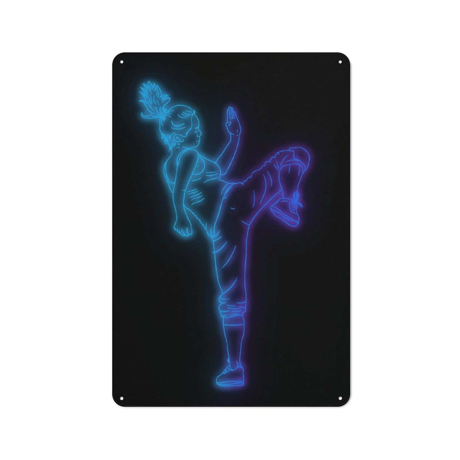 Junmoney Neon Fighter 2 Tin Wall Sign, Bright Printed Design, For Man Cave, Tool Wall Or Office Corner, 30X20cm