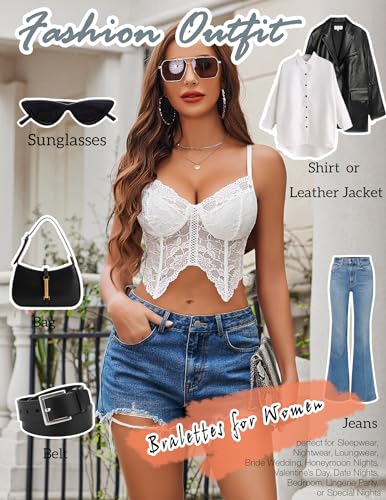 Image of Avidlove Lace Bralettes for Women Y2k Camisole Lingerie Adjustable Strap Crop Top