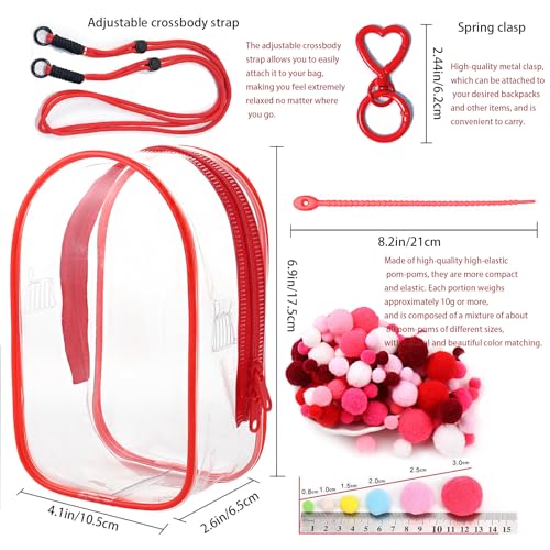Image of Clear Doll Case with Keychain and Adjustable Strap, Waterproof Crossbody Bag for Blind Box Collectibles - Dustproof PVC Display Cover (red, 6.9inch /17.5cm)