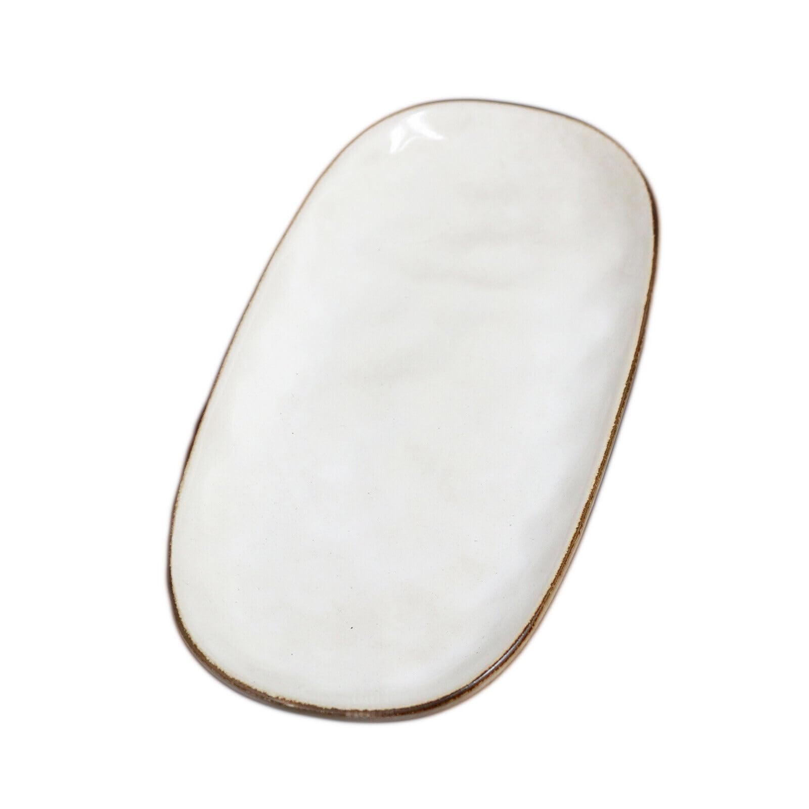 Hammered Serving Plate Stoneware Cream Oval Tapas Snack Kitchen Table Platter