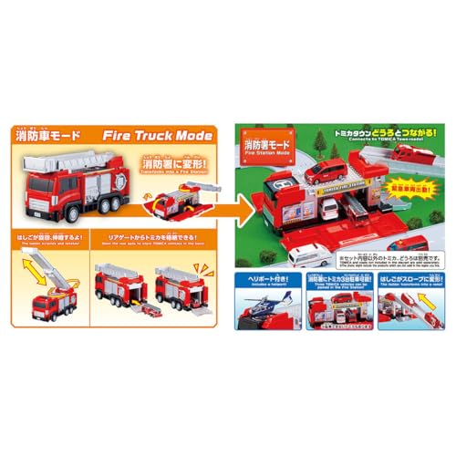 Camión de Bomberos Transformable con Escalera y Auto Miniatura miniatura 7